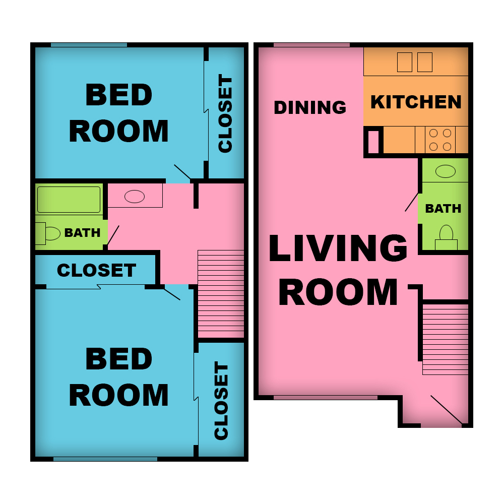 This image is the visual schematic floorplan representation of Plan C at Hacienda Gardens Apartments.